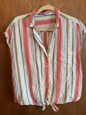 Old Navy Multicolor Striped Shirt — Pink, Blue & Green